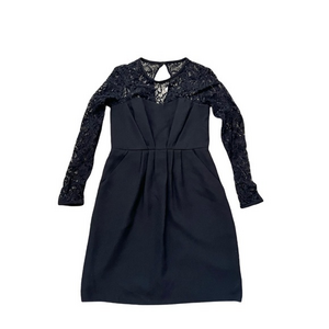 Shoshanna Black Lace Long‎ Sleeve Gathered Waist Cocktail Dress Size 2